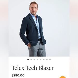 Bluffworks Telex Tech Blazer navy blue lightweight travel professional sporty 48